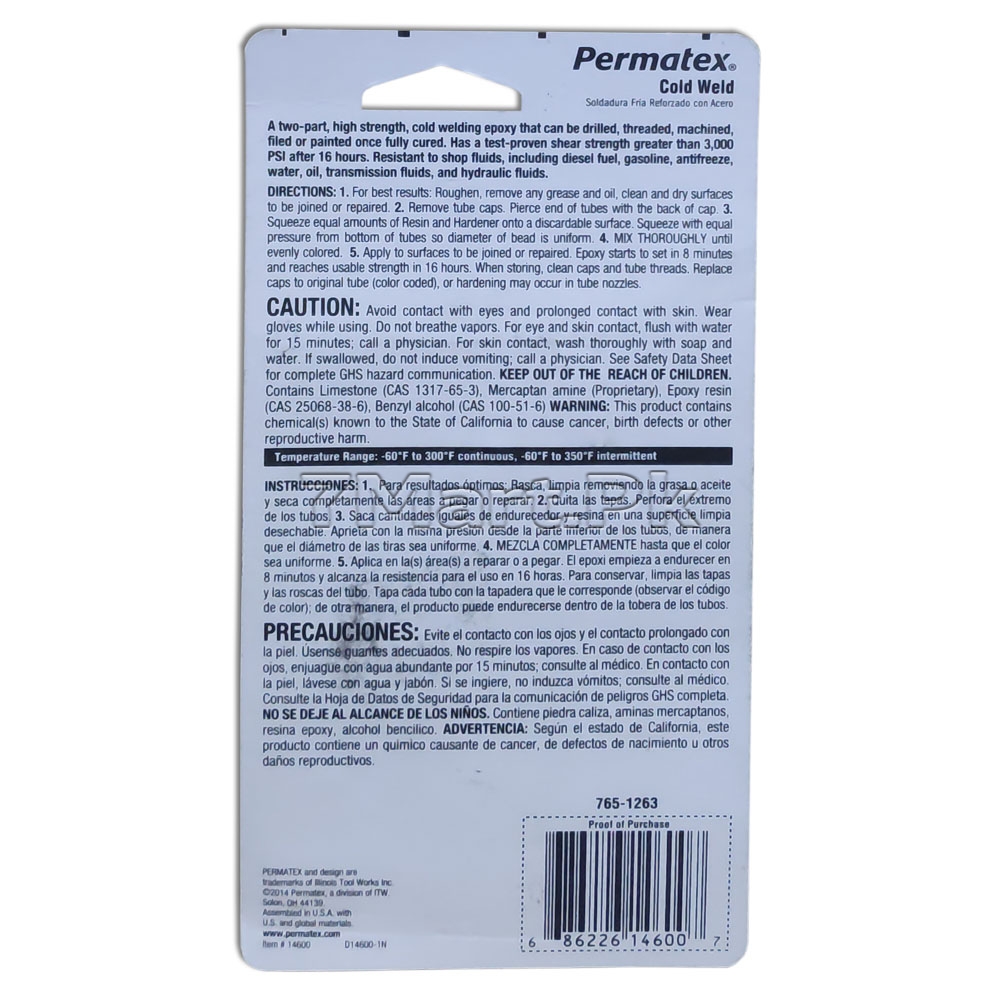 Permatex Cold Weld Bonding Compound,Content 56g,Made in USA - 7mart